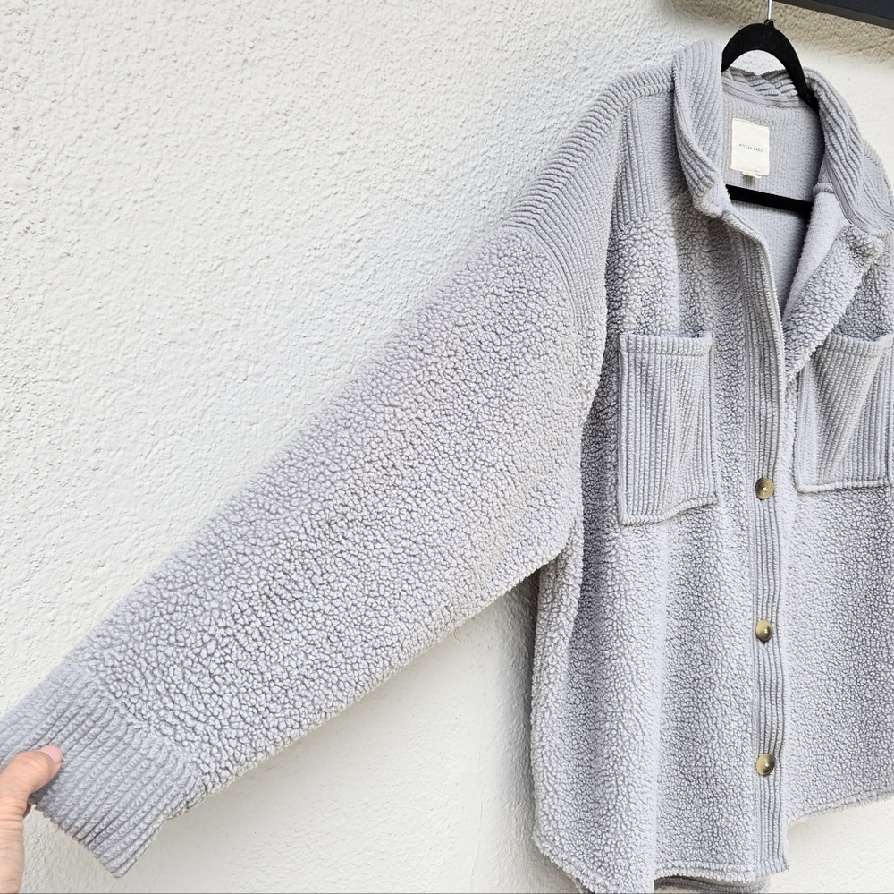 American Eagle Outfitters Gray Sherpa Jacket